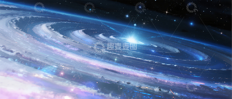 高清大图下载【趣麦麦图】星空螺旋星系艺术插画
