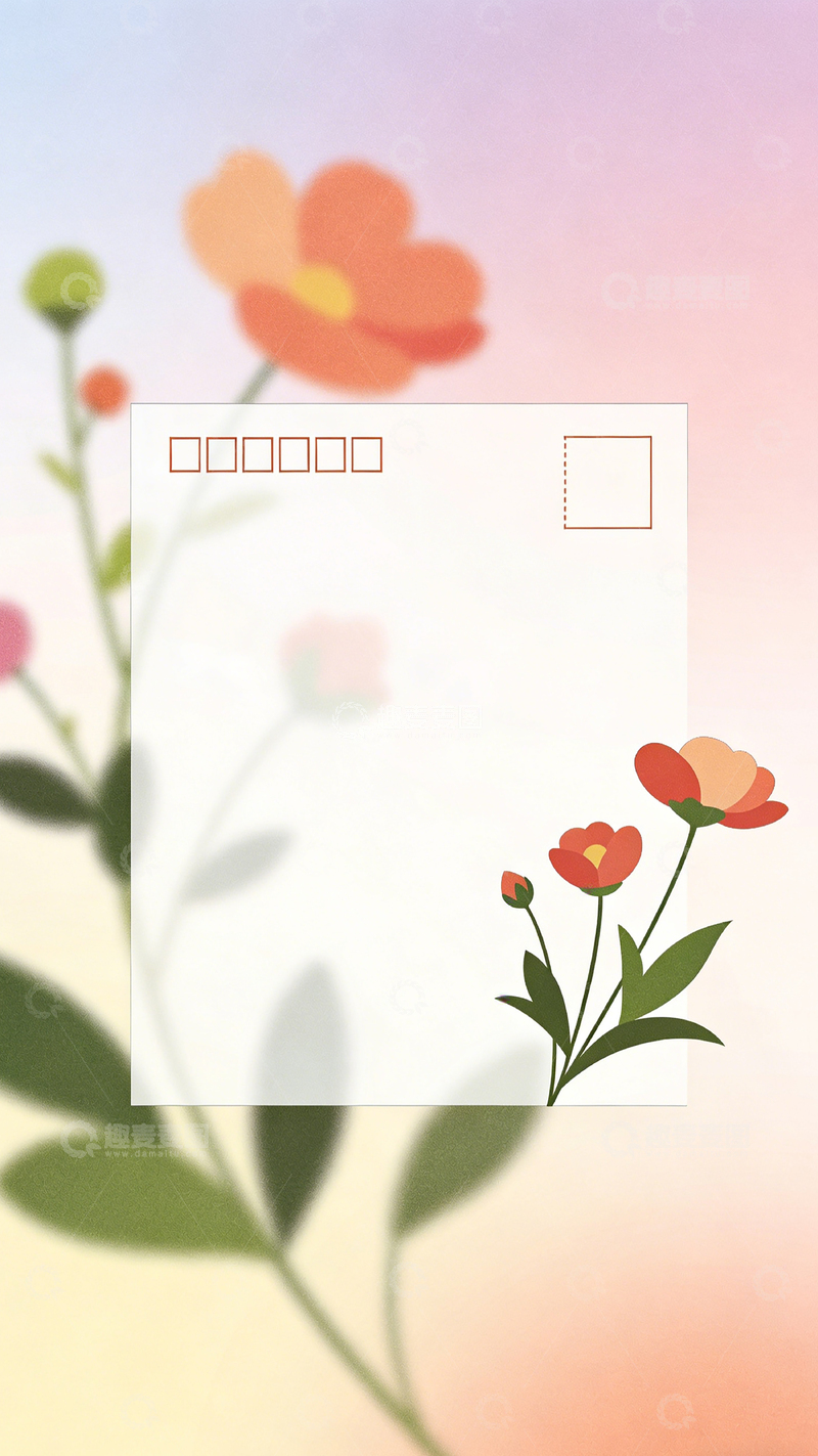 高清大图下载【趣麦麦图】田园风明信片设计模板