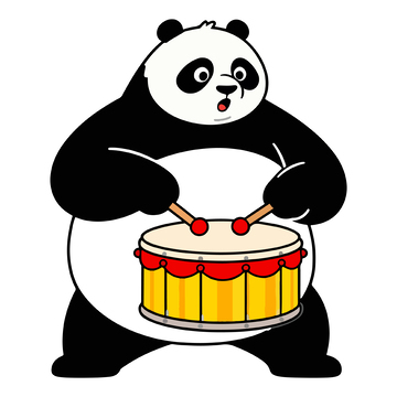 【标题】卡通熊猫敲鼓图