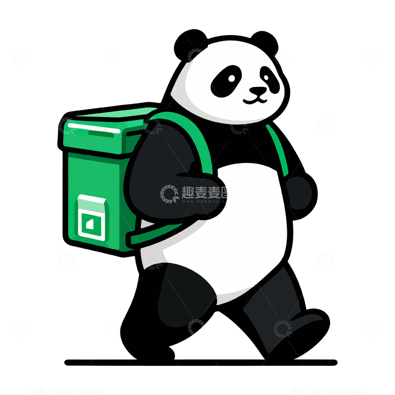 源文件下载【趣麦麦图】-熊猫送货员卡通形象设计