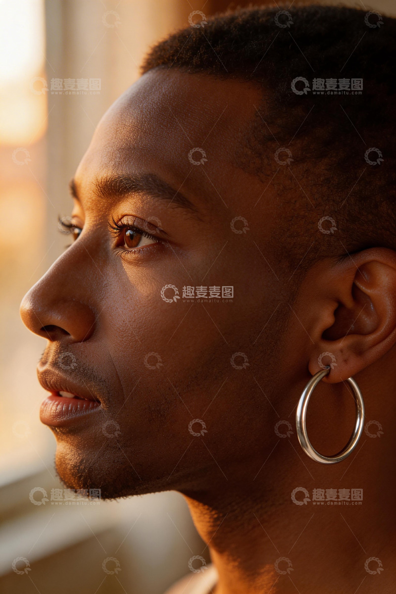 高清大图下载【趣麦麦图】温暖光影男性侧面人像摄影作品