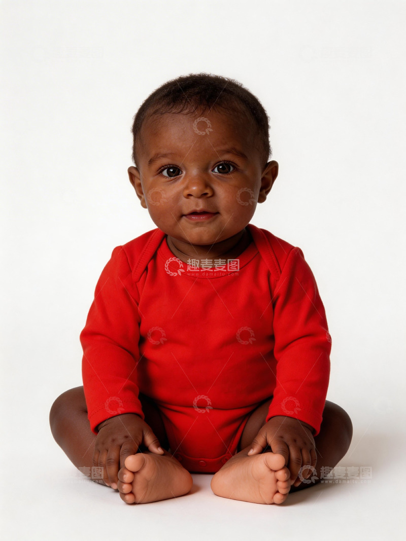 高清大图下载【趣麦麦图】红色连体衣婴儿写真