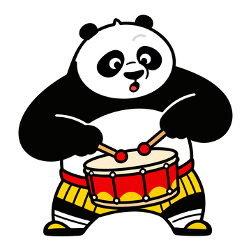 熊猫鼓乐卡通形象简笔画