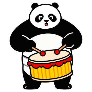 卡通熊猫打鼓图案