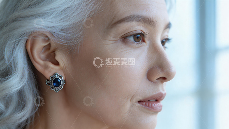 高清大图下载【趣麦麦图】优雅中年女性侧面肖像摄影