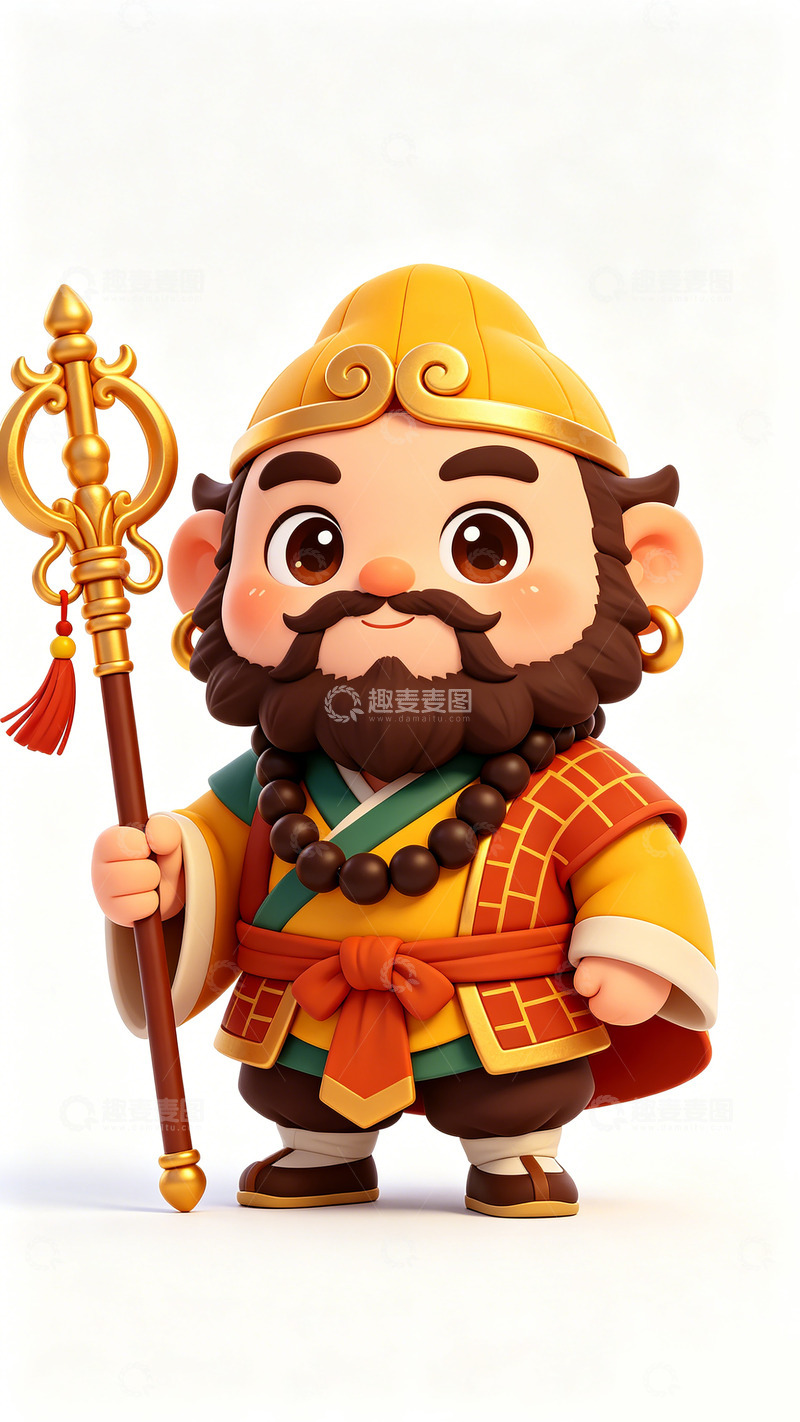 高清大图下载【趣麦麦图】卡通风格沙僧神话人物插画设计素材