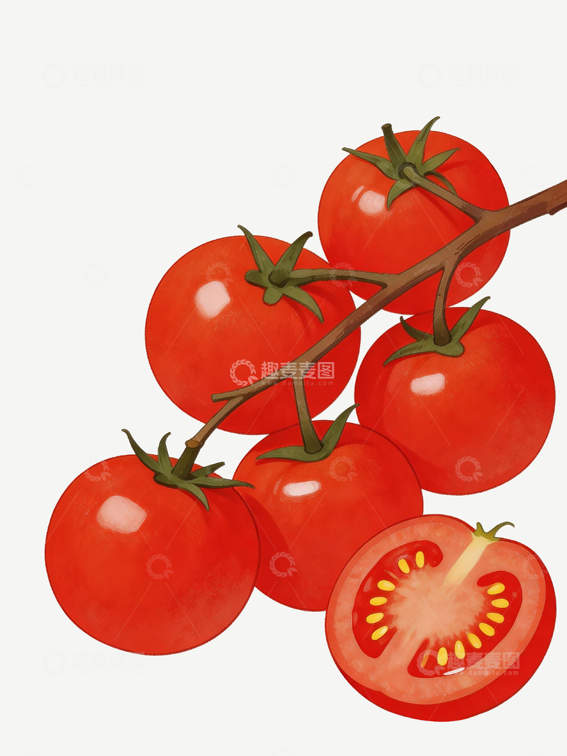 源文件下载【趣麦麦图】一串番茄插画2