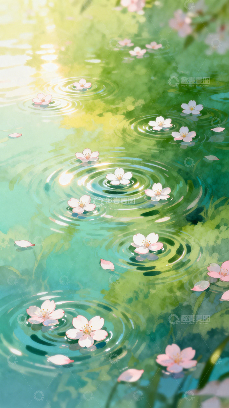 高清大图下载【趣麦麦图】水彩花卉浮水图案装饰画