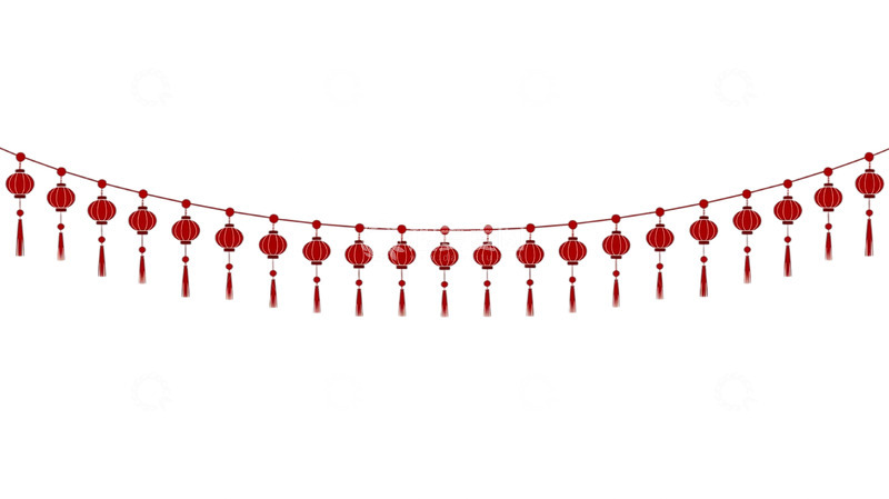 高清大图下载【趣麦麦图】红色灯笼流苏华丽悬挂