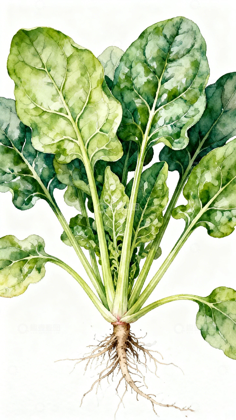 高清大图下载【趣麦麦图】水彩菠菜植物插画素材