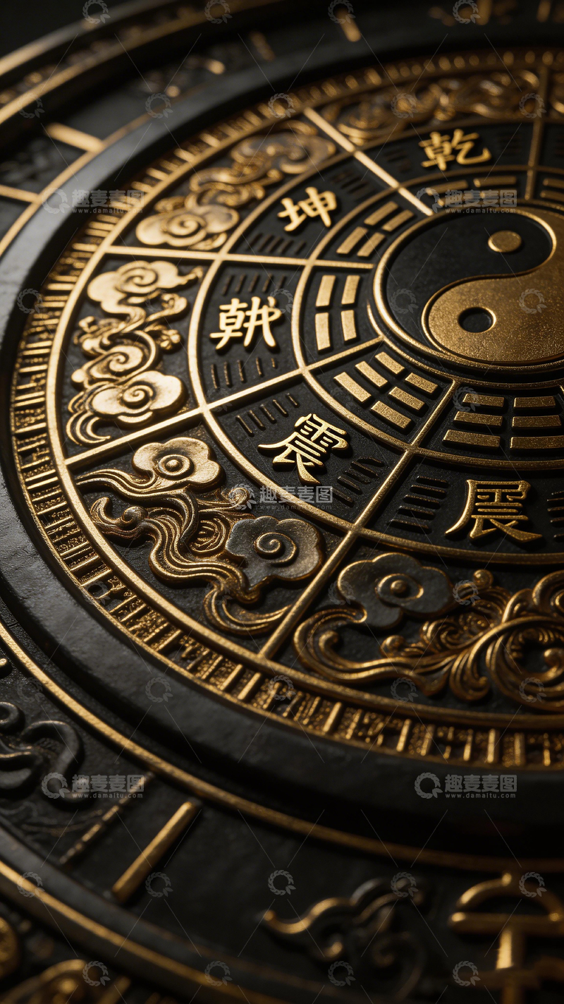 高清大图下载【趣麦麦图】古风风水八卦盘装饰艺术品