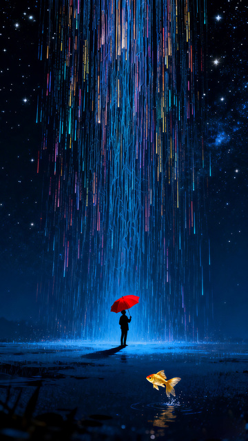 梦幻星空雨人鱼图