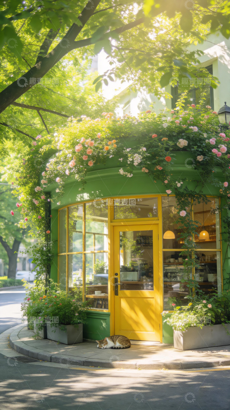 高清大图下载【趣麦麦图】花香小店阳光明媚