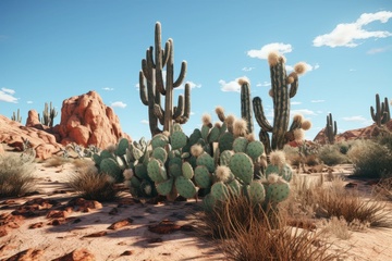 沙漠里的仙人掌美景