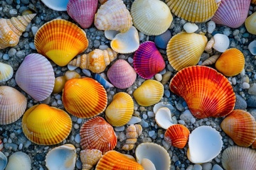 沙滩上的彩色贝壳