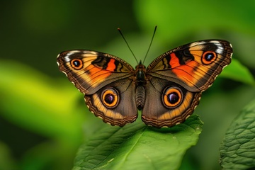 彩色的花蝴蝶停留在叶片上