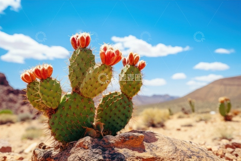 高清大图下载【趣麦麦图】沙漠里生长的仙人掌