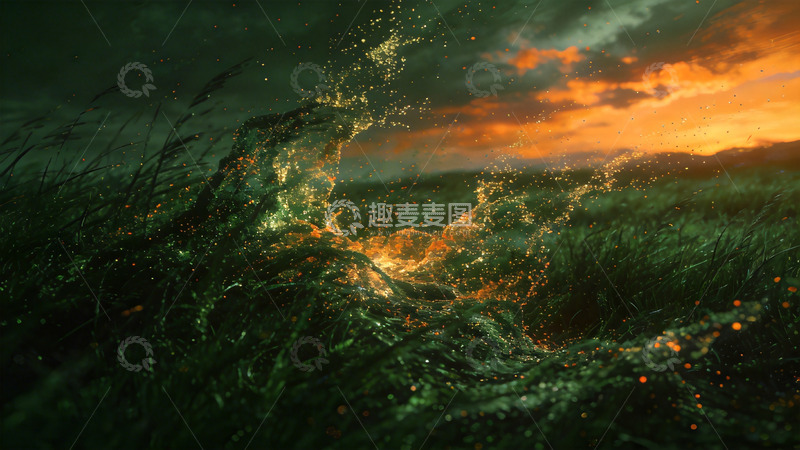 高清大图下载【趣麦麦图】魔幻草地火焰特效场景