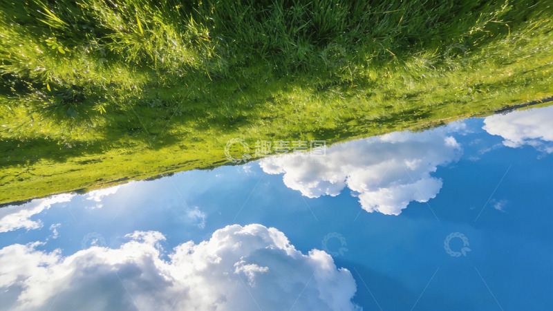 高清大图下载【趣麦麦图】倒影风光草地水面合成图