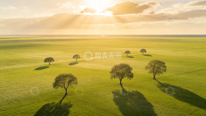 高清大图下载【趣麦麦图】草原日落风景摄影