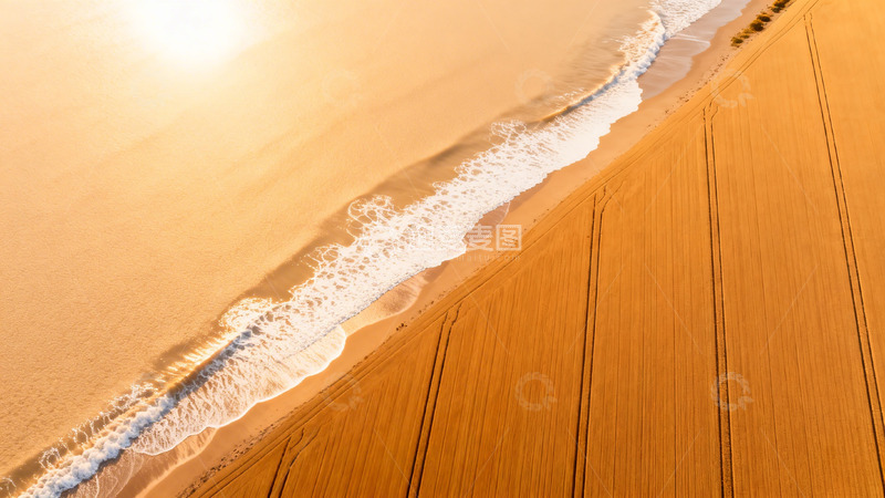 高清大图下载【趣麦麦图】金色沙滩海浪风景图