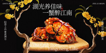 湖光春色味醉蟹正当时展板