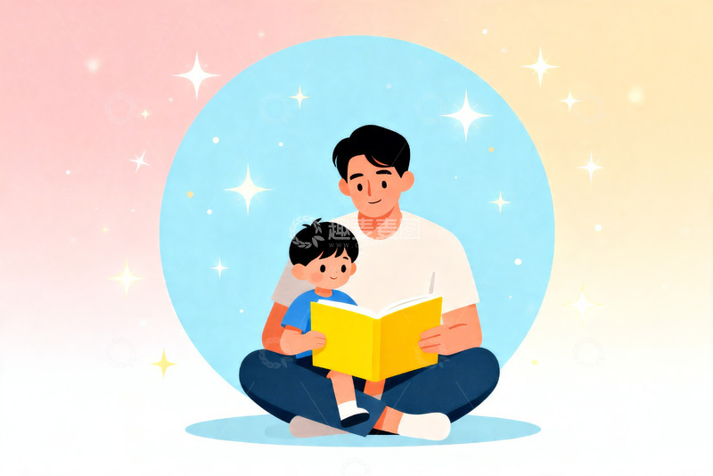 高清大图下载【趣麦麦图】可爱亲子共读 / 童趣儿童插画0