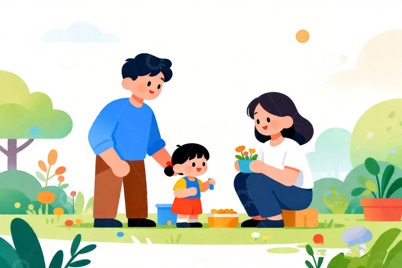 高清大图下载【趣麦麦图】可爱亲子共读 / 童趣儿童插画2