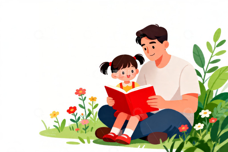 高清大图下载【趣麦麦图】亲子共读 / 童趣儿童插画1