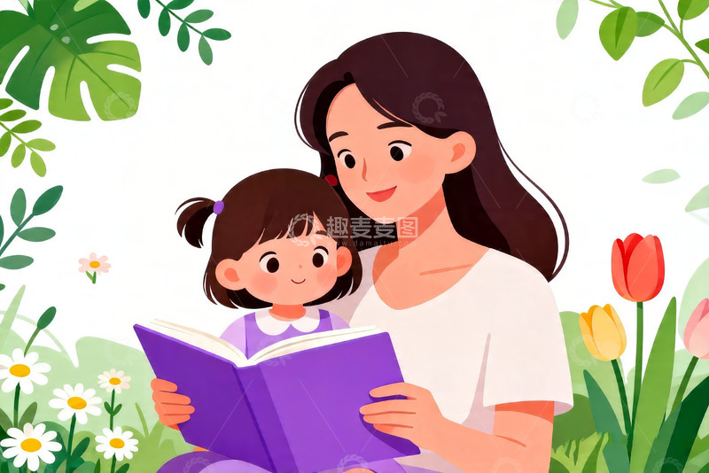 高清大图下载【趣麦麦图】亲子共读 / 童趣儿童插画