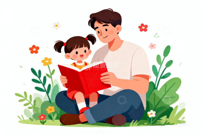 高清大图下载【趣麦麦图】可爱亲子共读 / 童趣儿童插画6