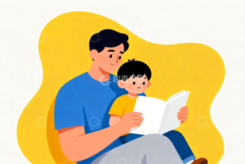 高清大图下载【趣麦麦图】可爱亲子共读 / 童趣儿童插画1