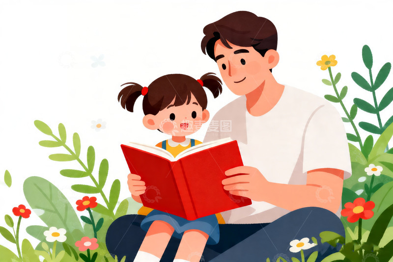 高清大图下载【趣麦麦图】可爱亲子共读 / 童趣儿童插画8