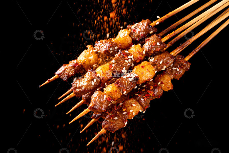 高清大图下载【趣麦麦图】羊肉串，彩椒牛肉烤串，烧烤美食特写4