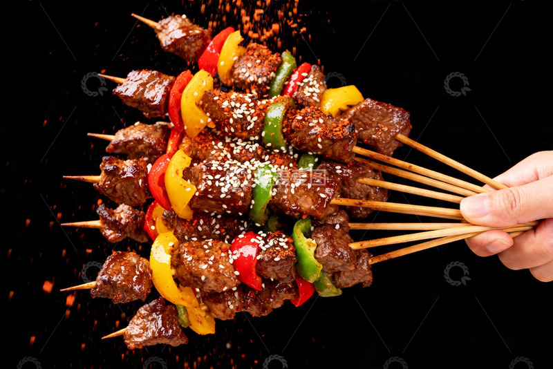 高清大图下载【趣麦麦图】羊肉串，彩椒牛肉烤串，烧烤3