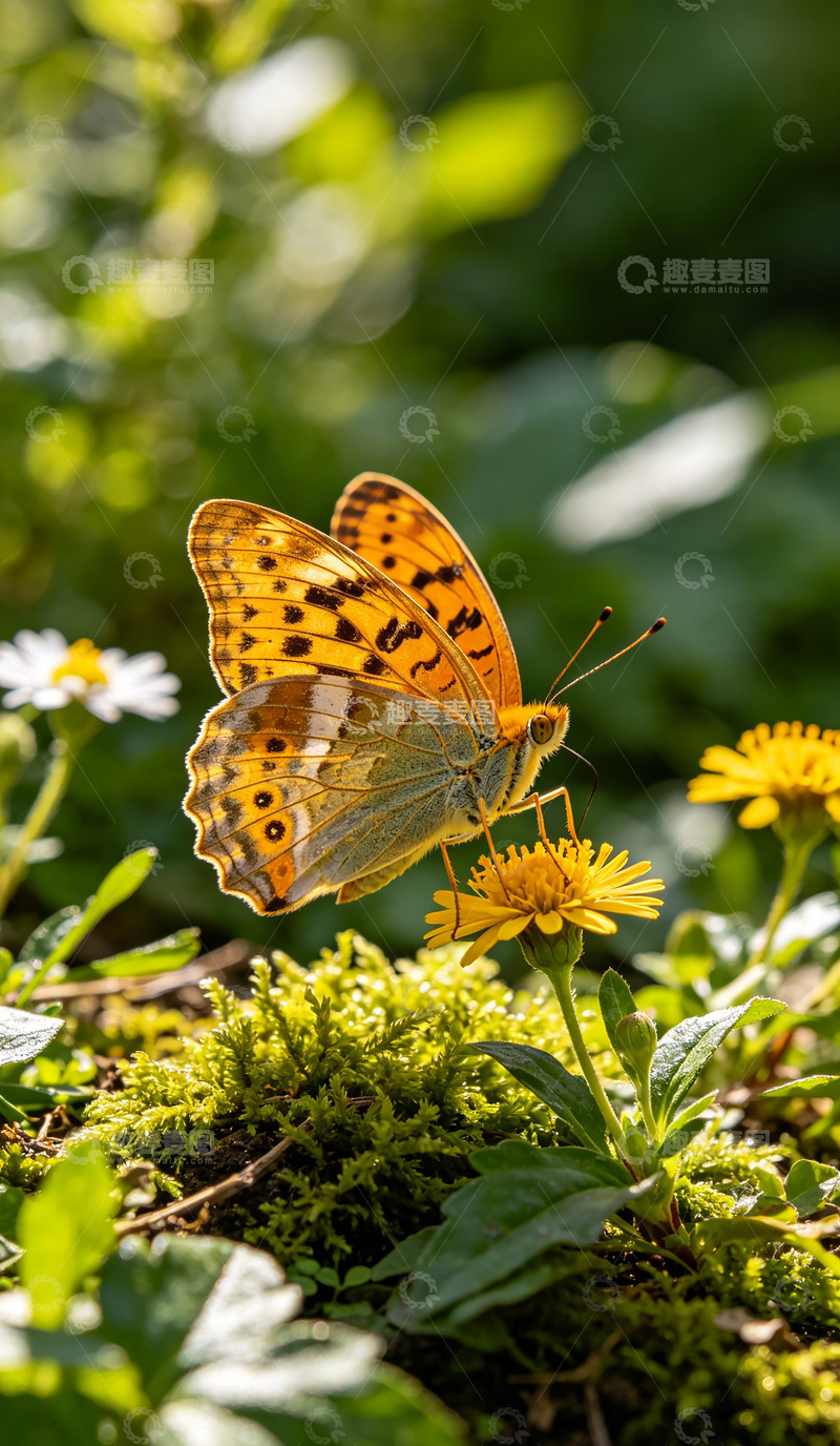 高清大图下载【趣麦麦图】蝴蝶黄花绿植摄影