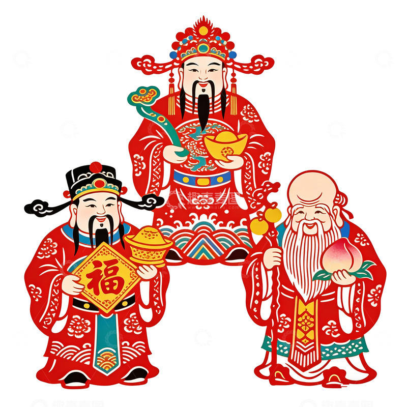 高清大图下载【趣麦麦图】传统中国风财神祈福图