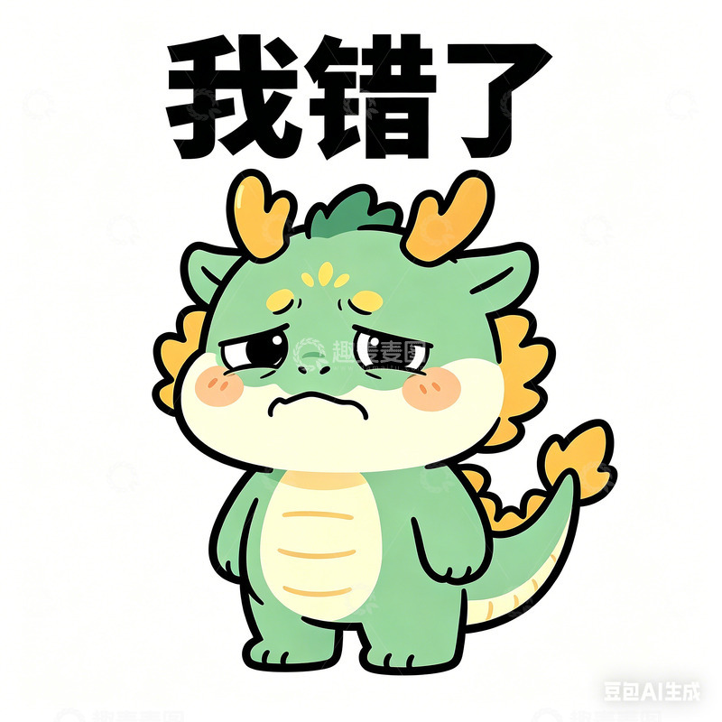高清大图下载【趣麦麦图】萌龙认错表情包卡通形象