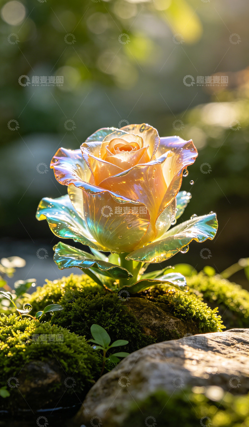 高清大图下载【趣麦麦图】玻璃玫瑰梦幻自然光