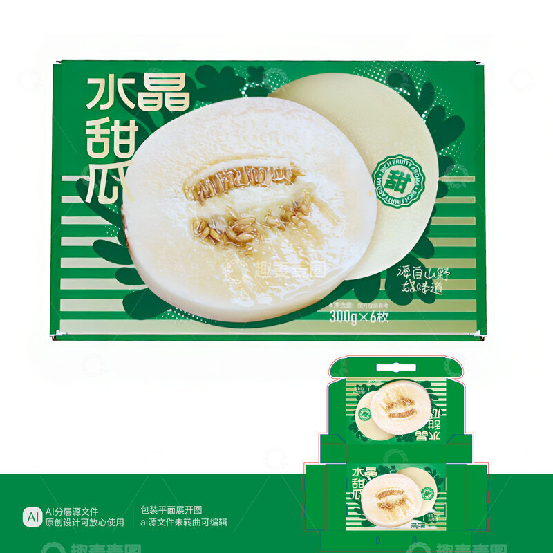 源文件下载【趣麦麦图】白甜瓜水晶甜瓜包装礼盒