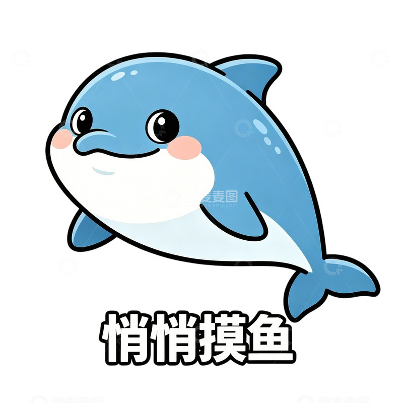 高清大图下载【趣麦麦图】卡通海豚悄悄摸鱼表情包