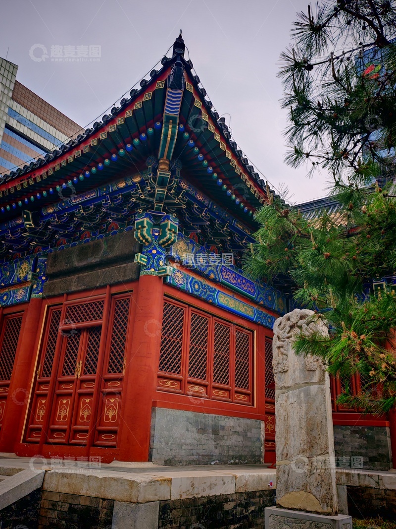 高清大图下载【趣麦麦图】古典建筑红墙蓝瓦美景