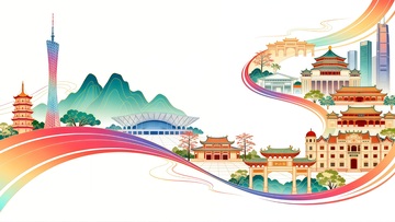 中国风城市建筑插画