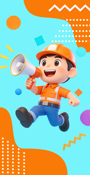 卡通工人宣传插画