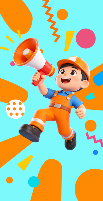 卡通工人宣传插画