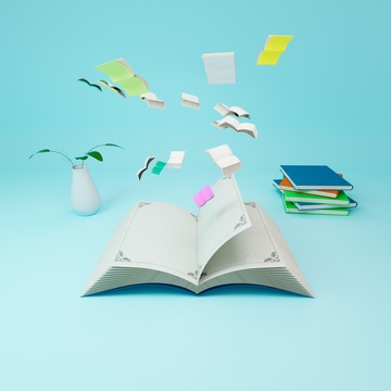 创意书本与便签纸悬浮图