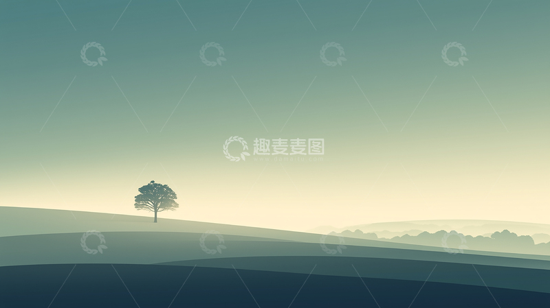 高清大图下载【趣麦麦图】旷野中矗立的梦幻树木