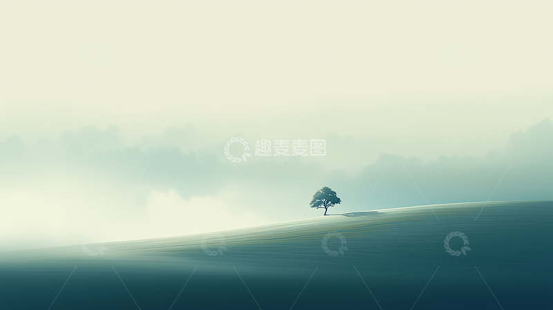 高清大图下载【趣麦麦图】天际线孤树的静谧守望