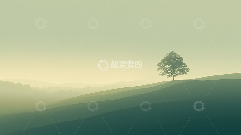高清大图下载【趣麦麦图】起伏丘陵上的孤树传奇