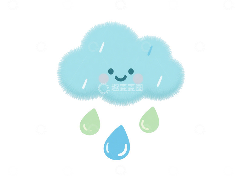 高清大图下载【趣麦麦图】卡通云朵降雨图